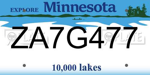 ZA7G477 Minnesota License Plate