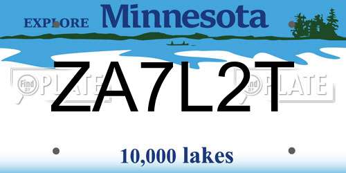 ZA7L2T Minnesota License Plate