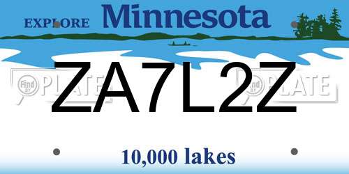 ZA7L2Z Minnesota License Plate