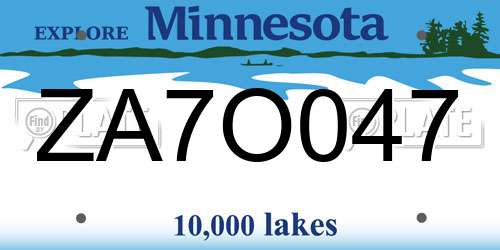 ZA7O047 Minnesota License Plate