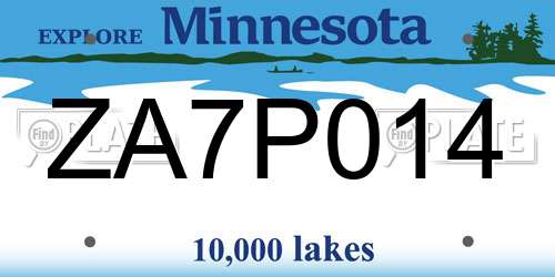 ZA7P014 Minnesota License Plate