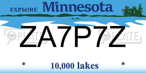 ZA7P7Z Minnesota License Plate