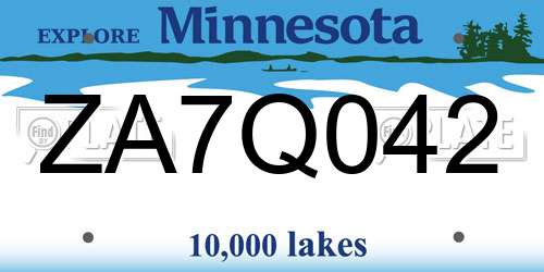 ZA7Q042 Minnesota License Plate