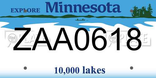 ZAA0618 Minnesota License Plate