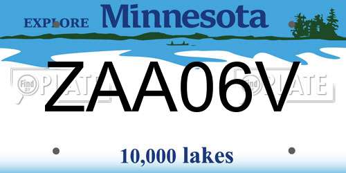 ZAA06V Minnesota License Plate