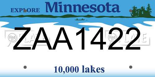 ZAA1422 Minnesota License Plate