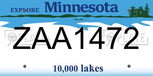 ZAA1472 Minnesota License Plate