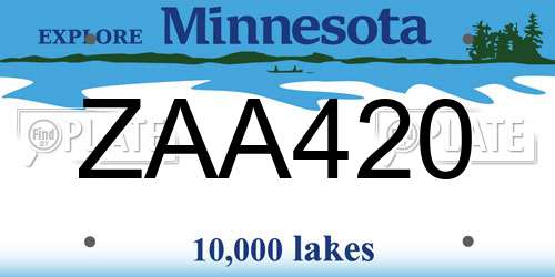 ZAA420 Minnesota License Plate