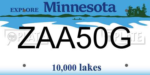 ZAA50G Minnesota License Plate
