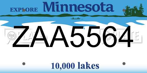 ZAA5564 Minnesota License Plate