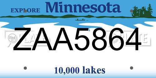 ZAA5864 Minnesota License Plate