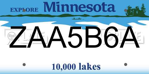 ZAA5B6A Minnesota License Plate