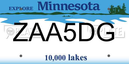 ZAA5DG Minnesota License Plate