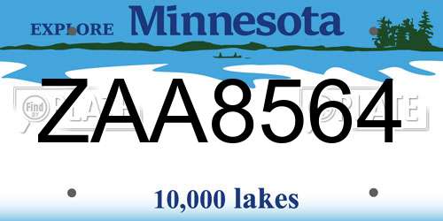 ZAA8564 Minnesota License Plate