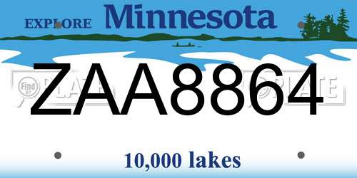 ZAA8864 Minnesota License Plate