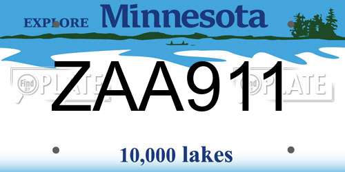 ZAA911 Minnesota License Plate