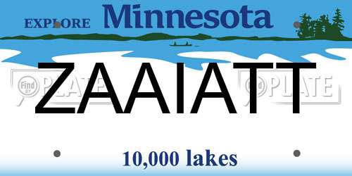 ZAAIATT Minnesota License Plate
