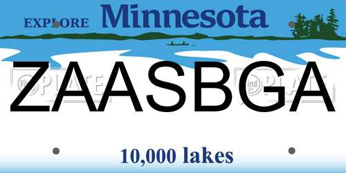 ZAASBGA Minnesota License Plate