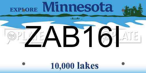 ZAB16I Minnesota License Plate