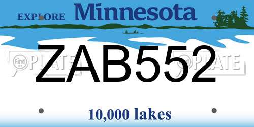 ZAB552 Minnesota License Plate