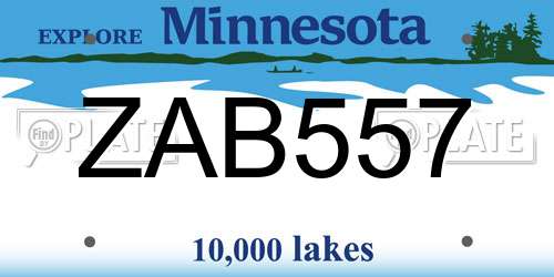 ZAB557 Minnesota License Plate