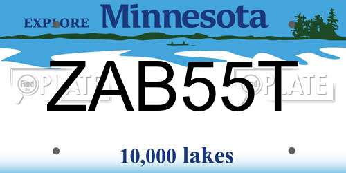 ZAB55T Minnesota License Plate
