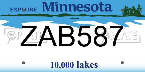 ZAB587 Minnesota License Plate