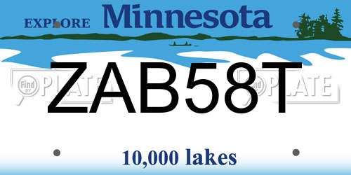 ZAB58T Minnesota License Plate