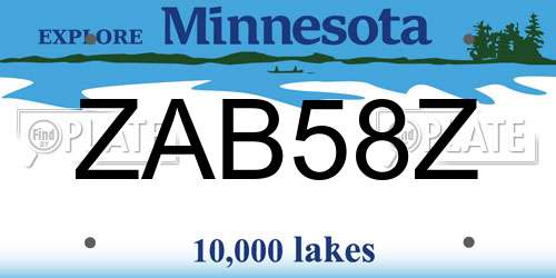 ZAB58Z Minnesota License Plate