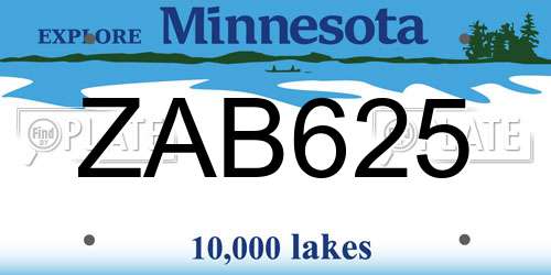 ZAB625 Minnesota License Plate