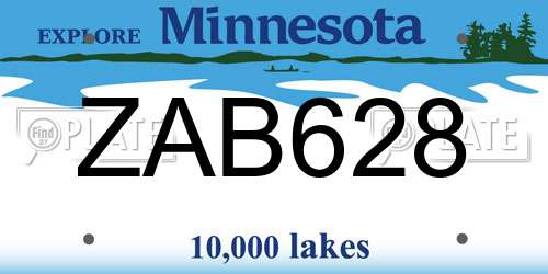 ZAB628 Minnesota License Plate