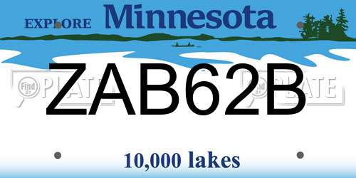 ZAB62B Minnesota License Plate
