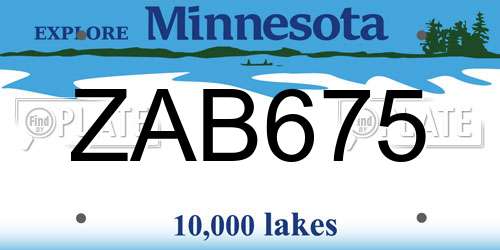 ZAB675 Minnesota License Plate