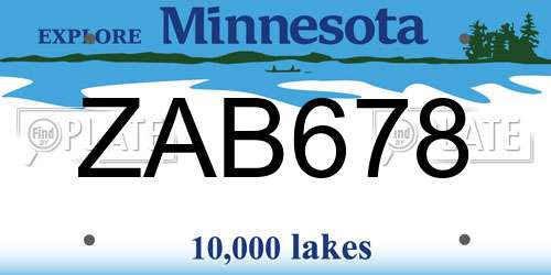 ZAB678 Minnesota License Plate