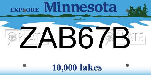 ZAB67B Minnesota License Plate