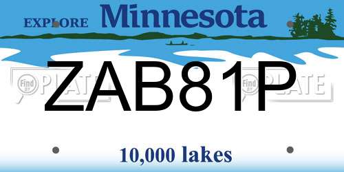 ZAB81P Minnesota License Plate