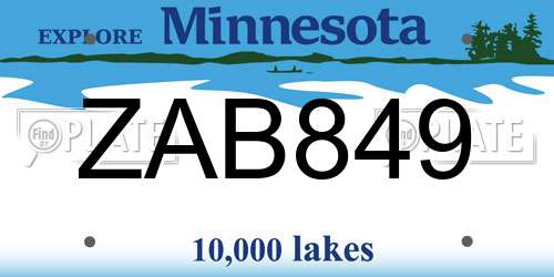 ZAB849 Minnesota License Plate