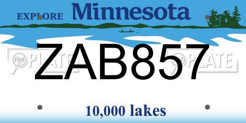 ZAB857 Minnesota License Plate