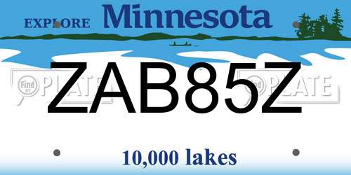 ZAB85Z Minnesota License Plate