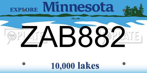 ZAB882 Minnesota License Plate