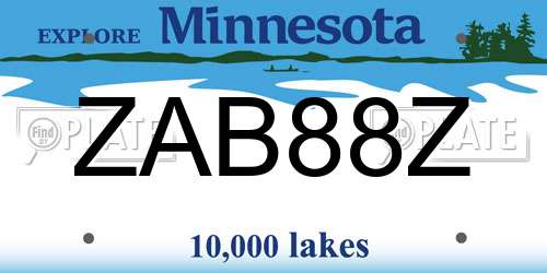 ZAB88Z Minnesota License Plate