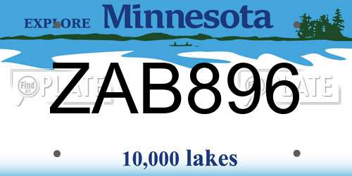 ZAB896 Minnesota License Plate