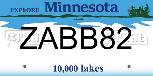 ZABB82 Minnesota License Plate