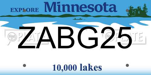 ZABG25 Minnesota License Plate