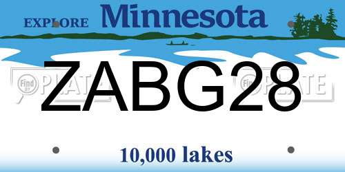 ZABG28 Minnesota License Plate