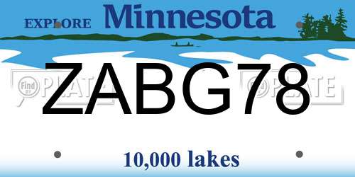 ZABG78 Minnesota License Plate