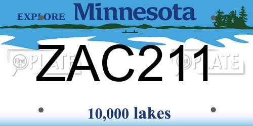 ZAC211 Minnesota License Plate