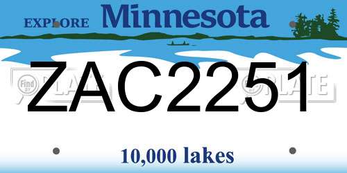 ZAC2251 Minnesota License Plate