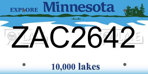 ZAC2642 Minnesota License Plate