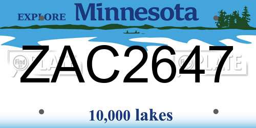 ZAC2647 Minnesota License Plate